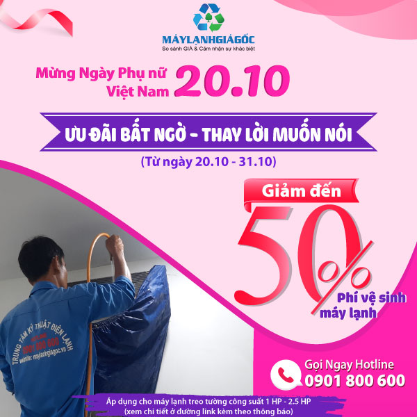 Giảm 50% phí vệ sinh máy lạnh
